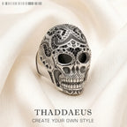 Maori Skull Silver Ring