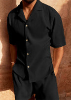 Corduroy Shirt Shorts Beach Set