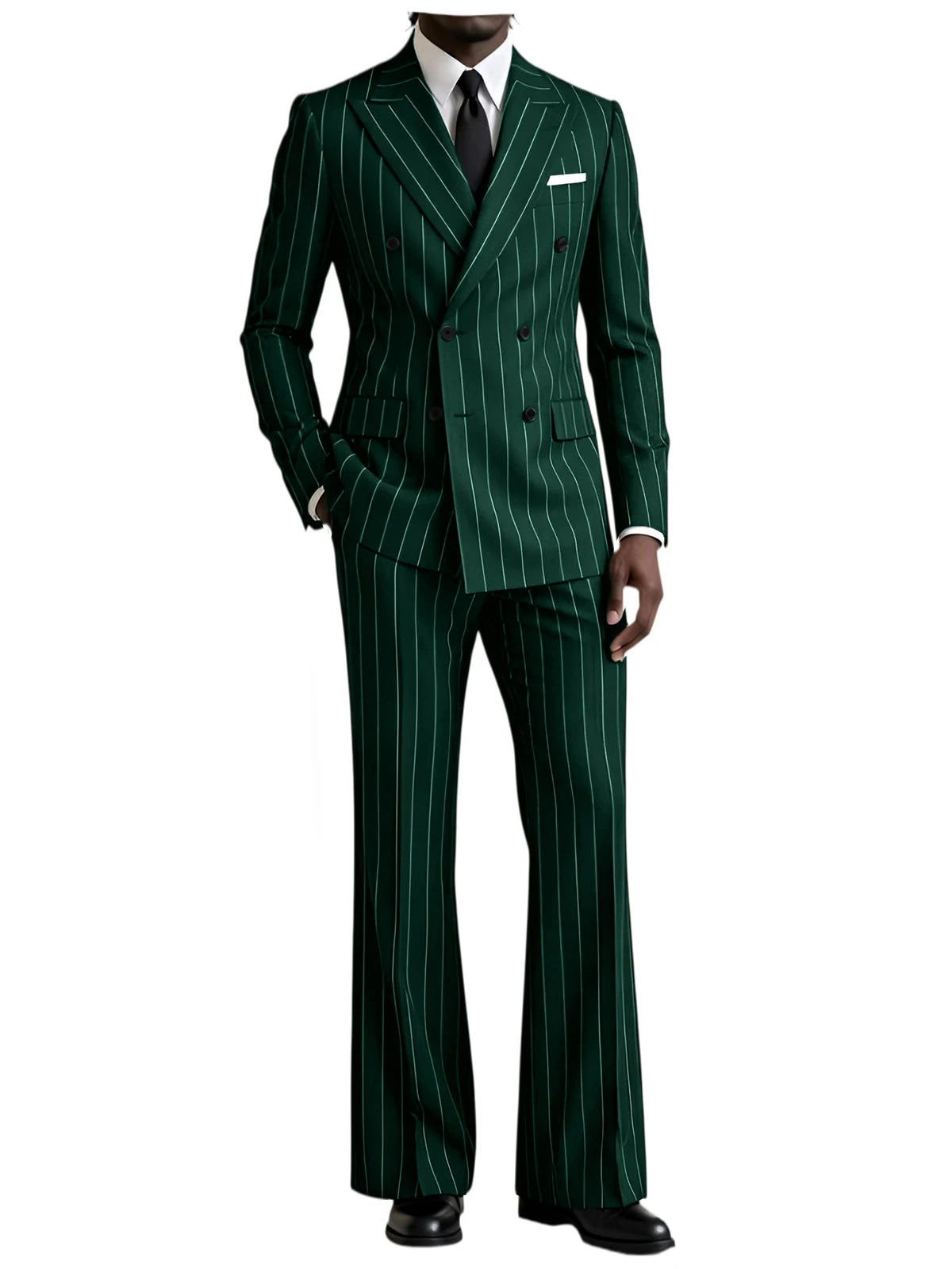 Striped Flare-Pants Formal Tuxedo Set