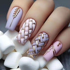 Mid-length French False Nails Leopard