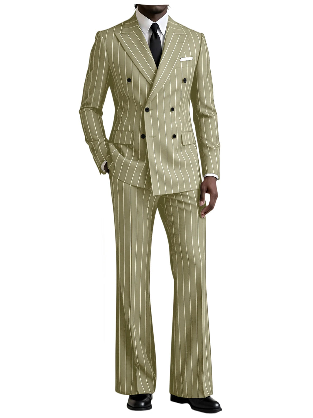 Striped Flare-Pants Formal Tuxedo Set