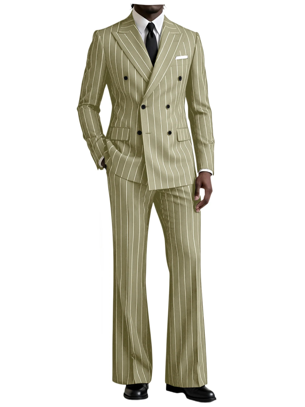 Striped Flare-Pants Formal Tuxedo Set
