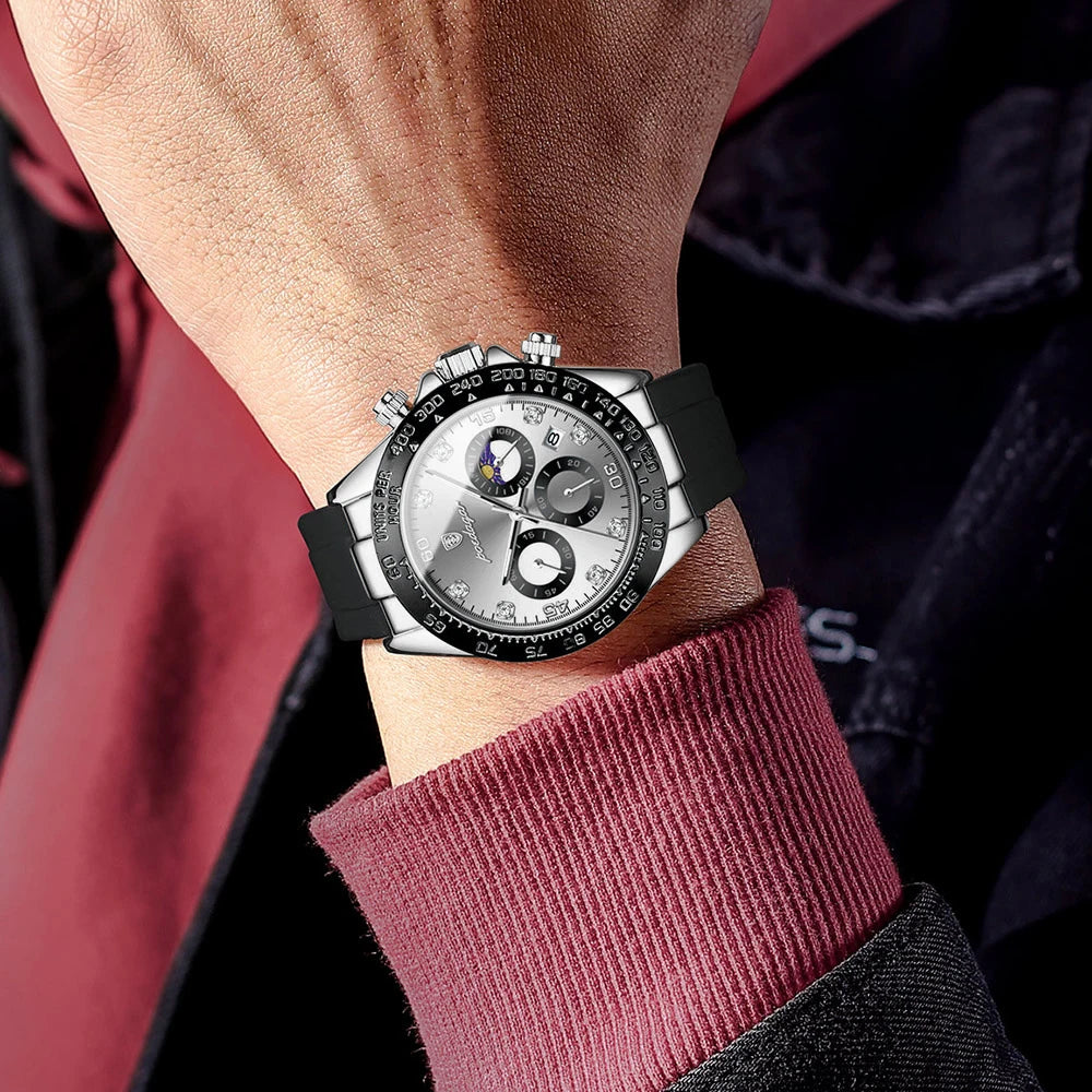 POEDAGAR Military Chronograph Silicone Watch