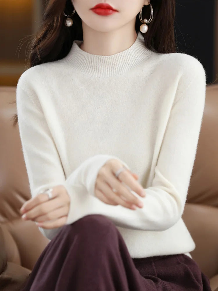 Merino Wool Mock Neck Sweater