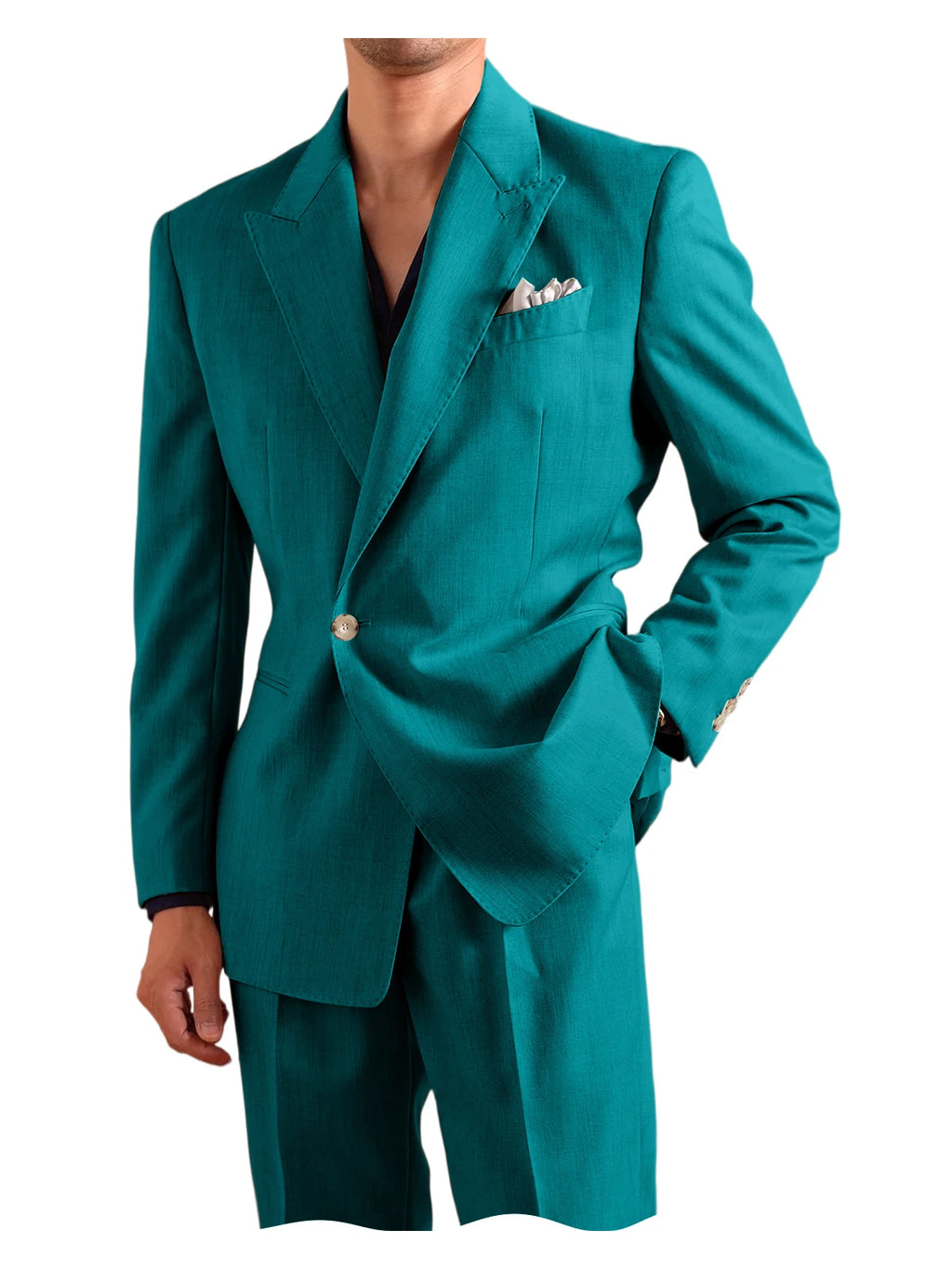 Linen Peak-Lapel One-Button Suit Set