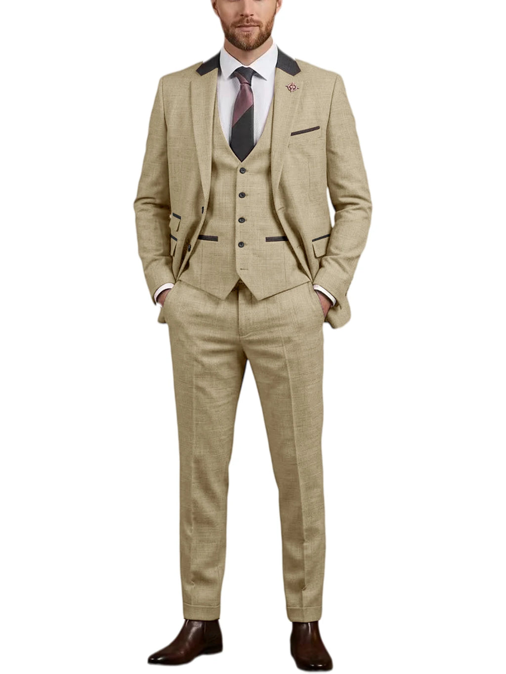 Linen Three-Piece Notch-Lapel Suit