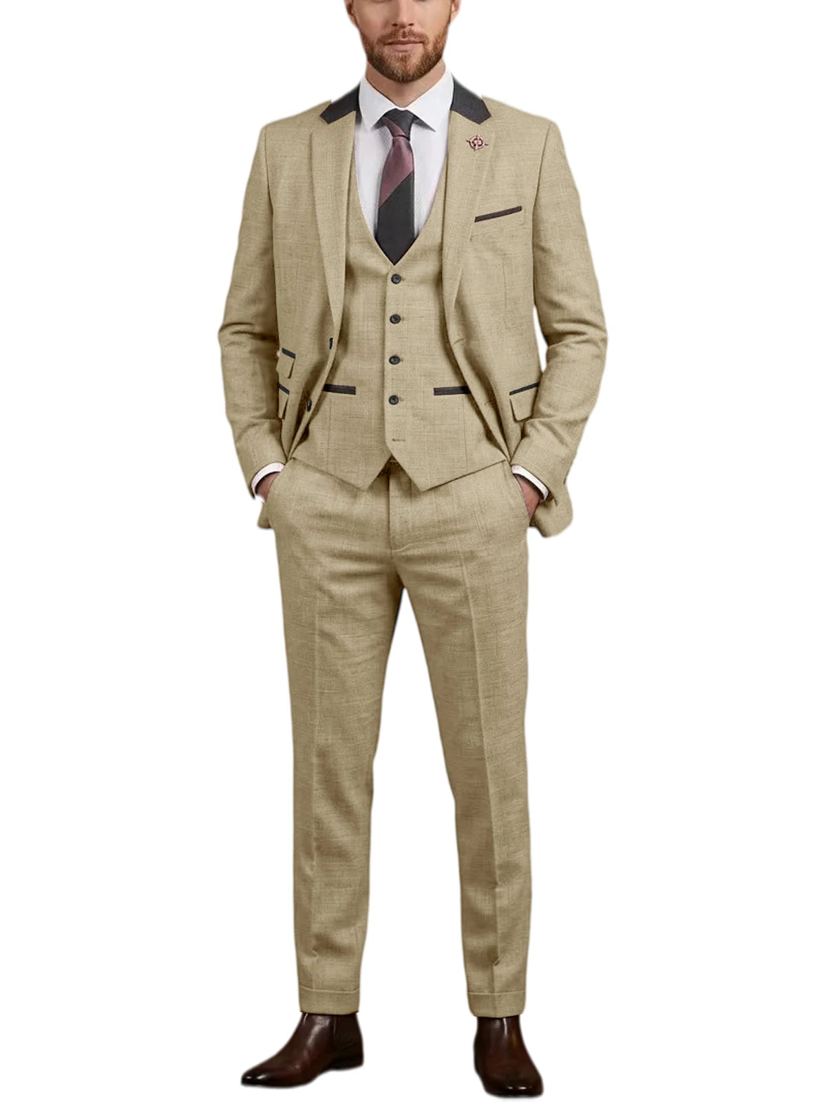 Linen Three-Piece Notch-Lapel Suit