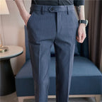 Black Striped British Suit Trousers