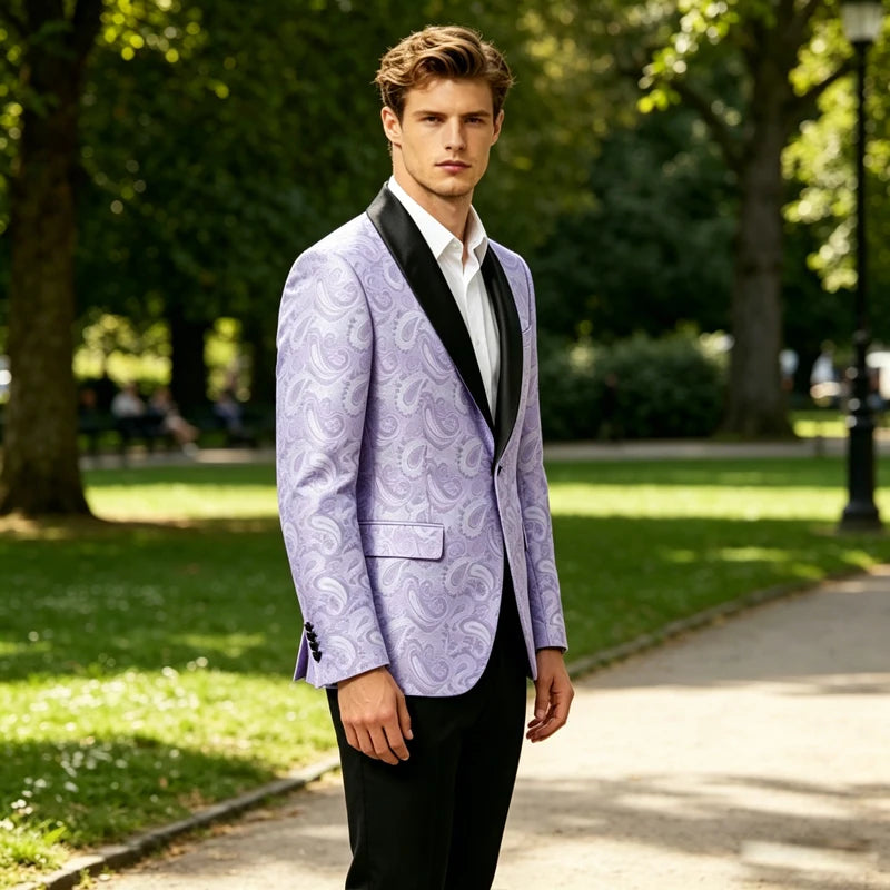 Paisley Jacquard Satin Shawl Blazer