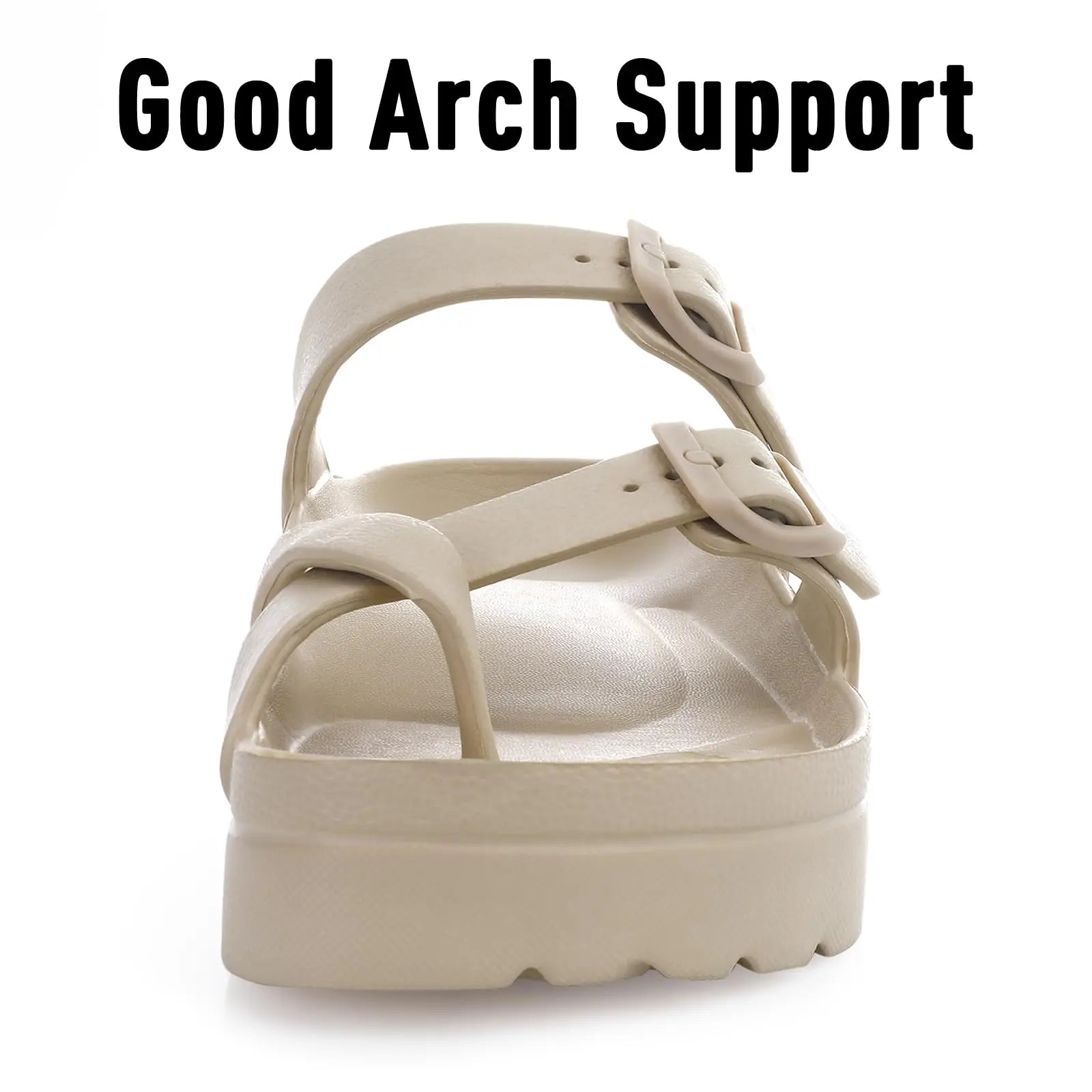 Women Buckle Platform Slides