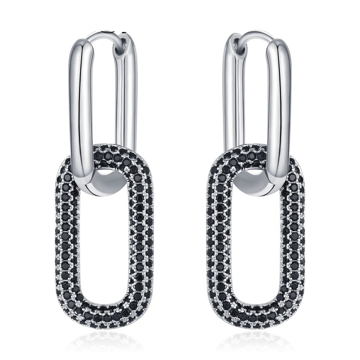 Black Spinel Hoop Earrings