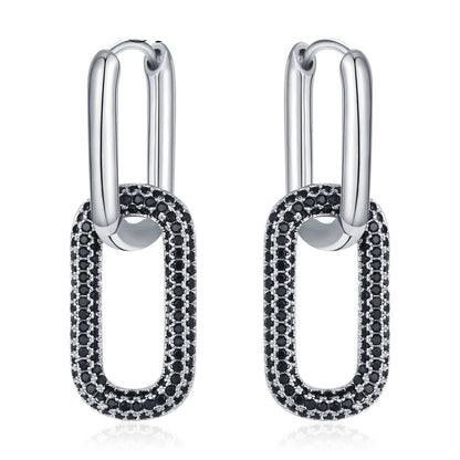 Black Spinel Hoop Earrings