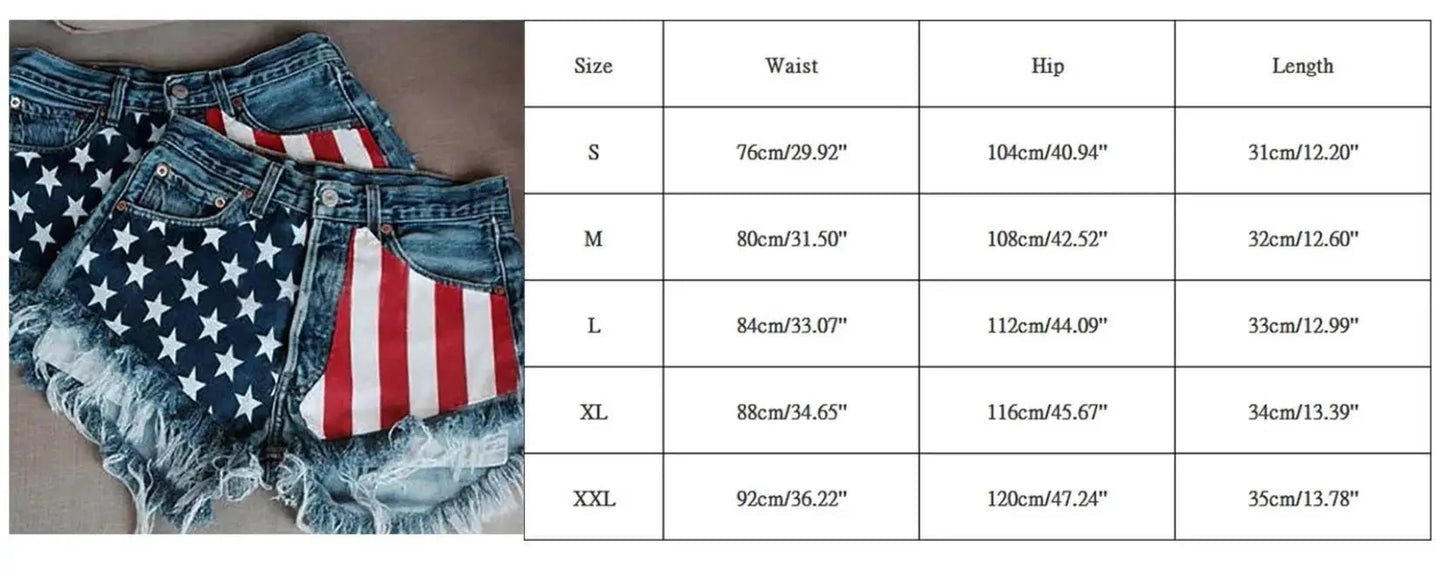 USA Flag Denim Shorts