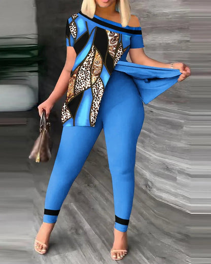 Elegant Printed Ruffle Set