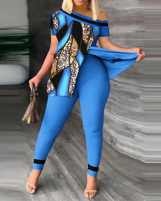 Elegant Printed Ruffle Set