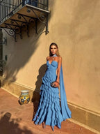 Halter Ruffle Chiffon Gown