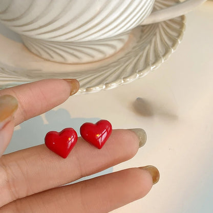 Red Heart Stud Earrings