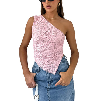 One-Shoulder Lace Tank
