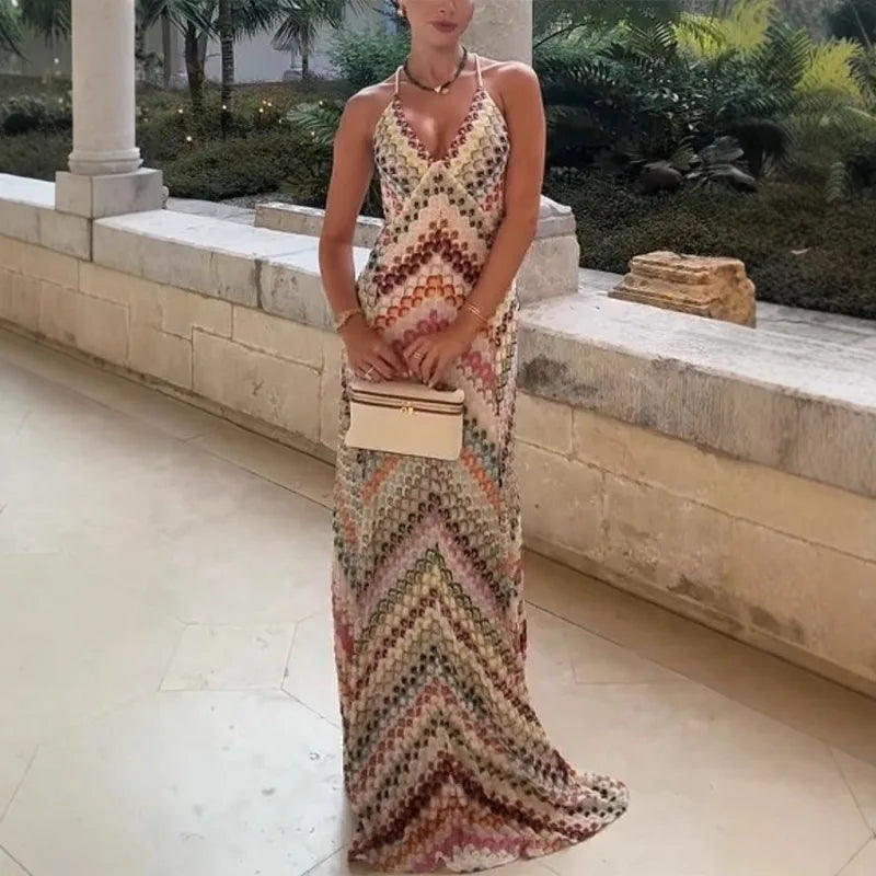 Boho Floral V-Neck Maxi Dress