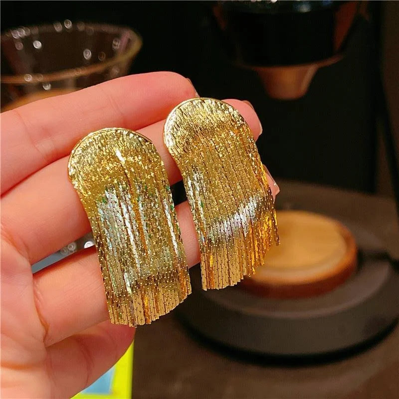 Elegant Gold Tassel Earrings