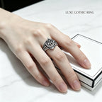 Gothic Openwork Wide-Band Ring