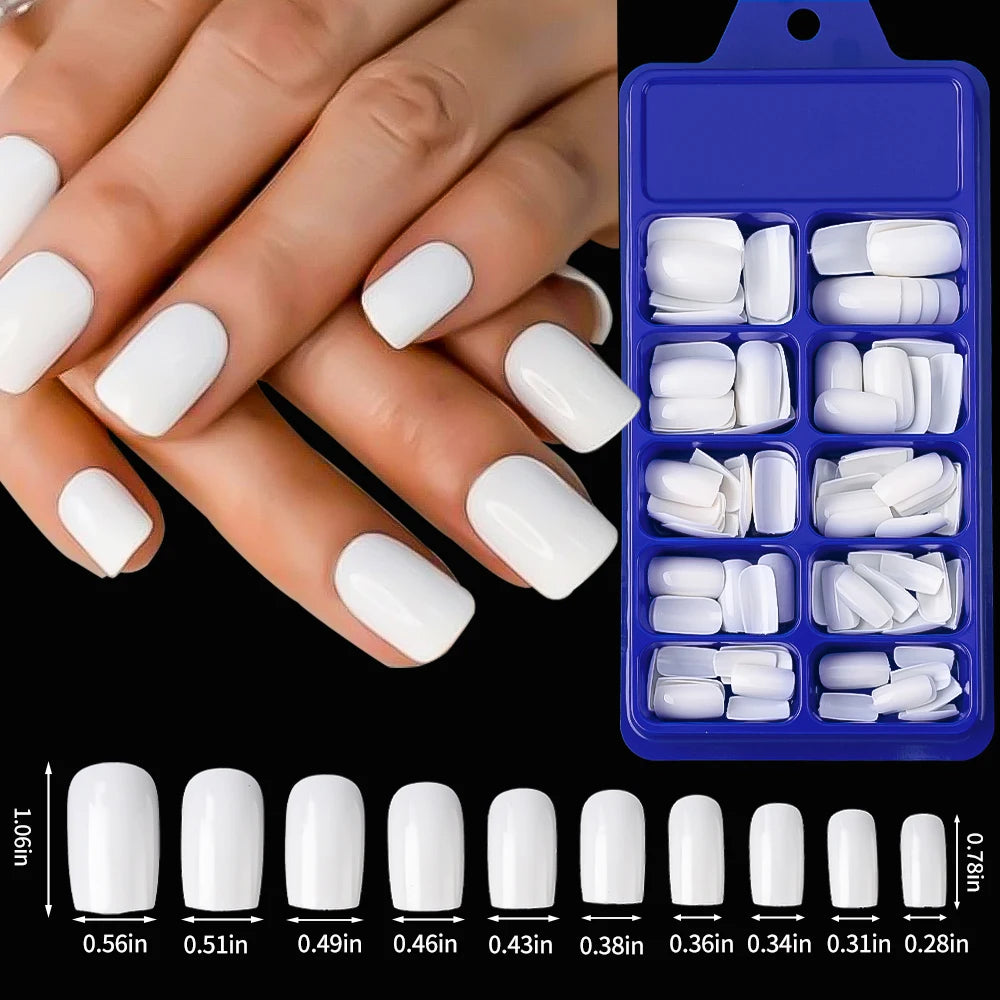 Milk White Press Nails Medium