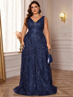 Deep V-Back Sequin Gown