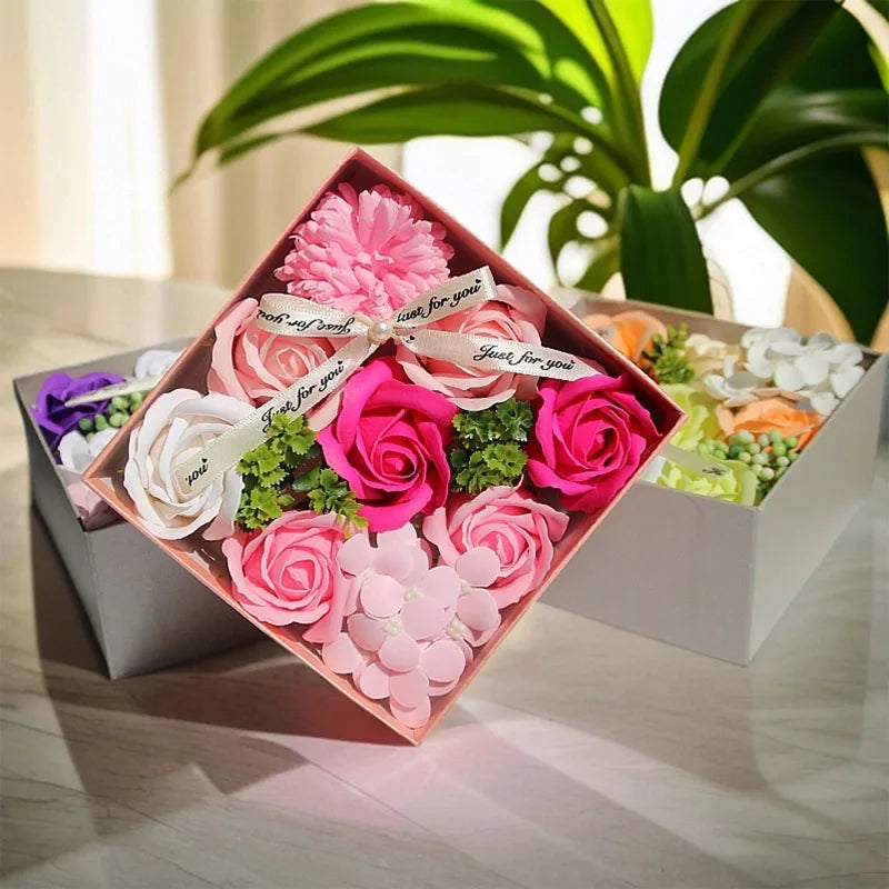 Square Soap Rose Flower Gift Box