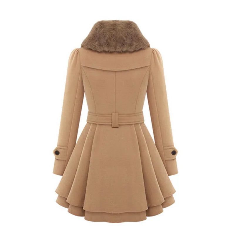 Women Slim Long Tweed Coat