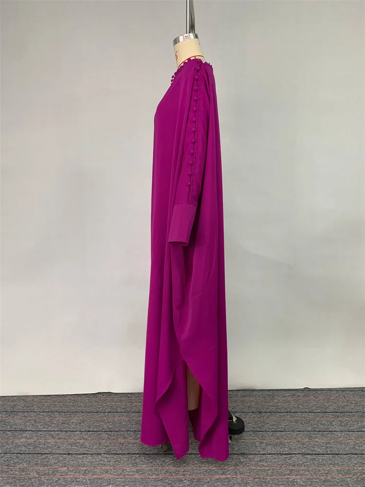 Vintage Solid Color Maxi Robe Dress