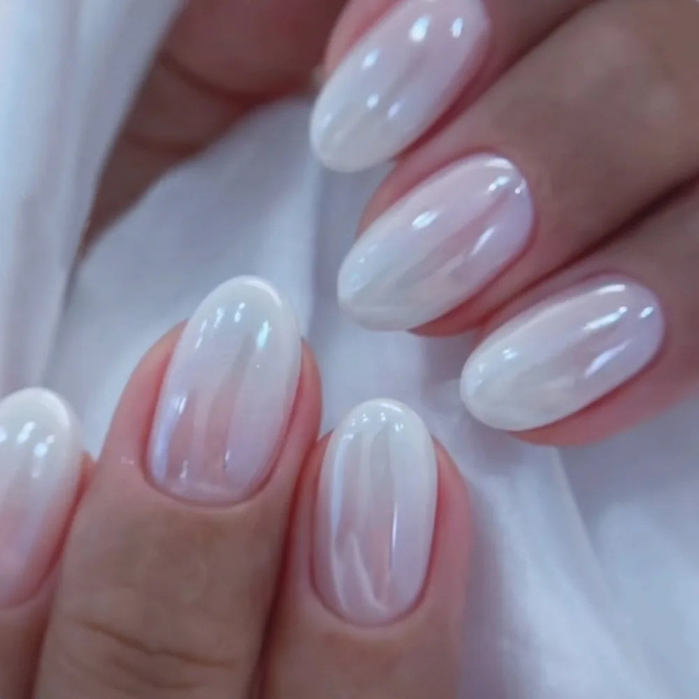 French Tip Fake Nails Almond
