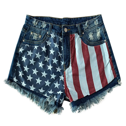 USA Flag Denim Shorts