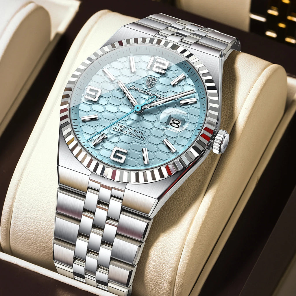 POEDAGAR Gold Green Quartz Watch