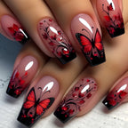 Gothic False Nails Dark Red
