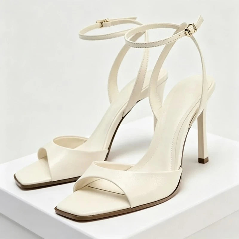 Ankle Strap High Heels Square