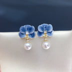 Pearl Plant Stud Earrings