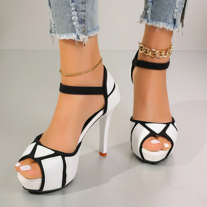 Colorblock Peep Toe Sandals