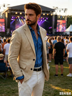 Linen Two-Button Notch-Lapel Blazer