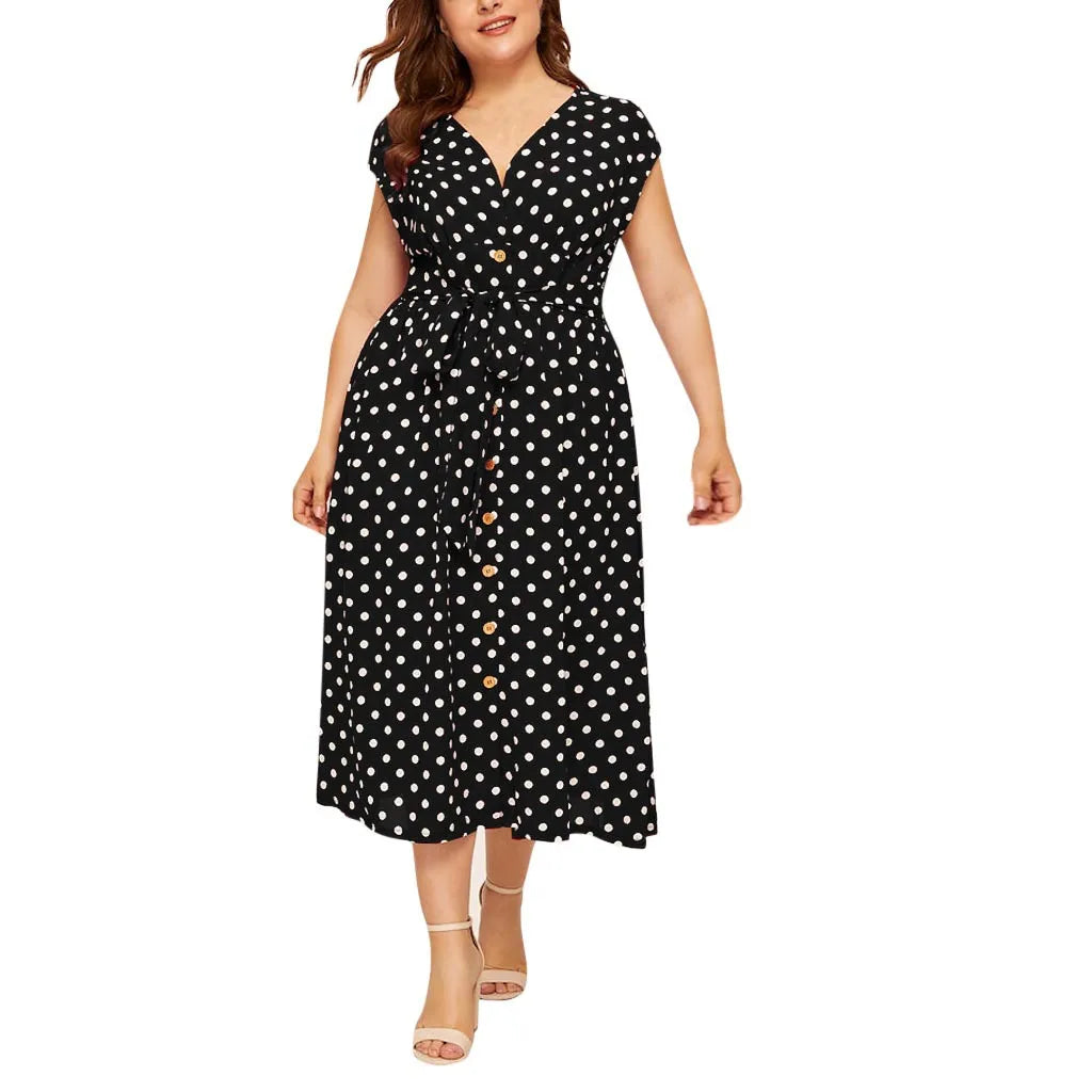 Plus Size Polka Dot Summer Dress