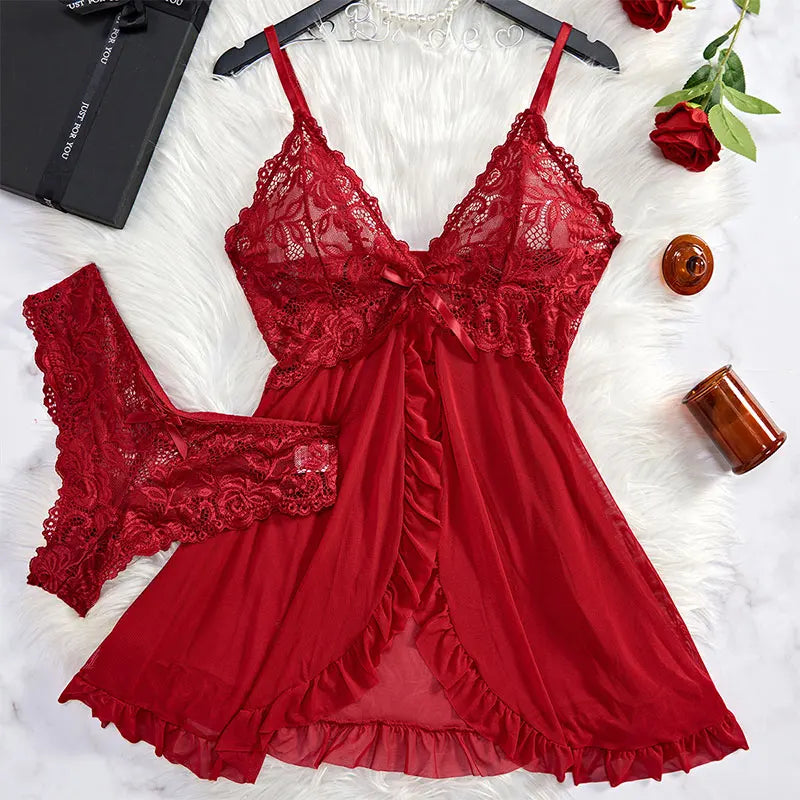 Transparent Tulle Nightgown Set