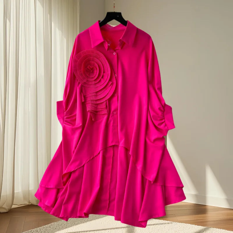 Turndown Collar Flower Top