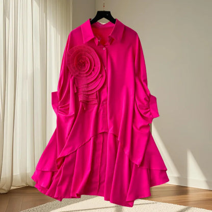 Turndown Collar Flower Top