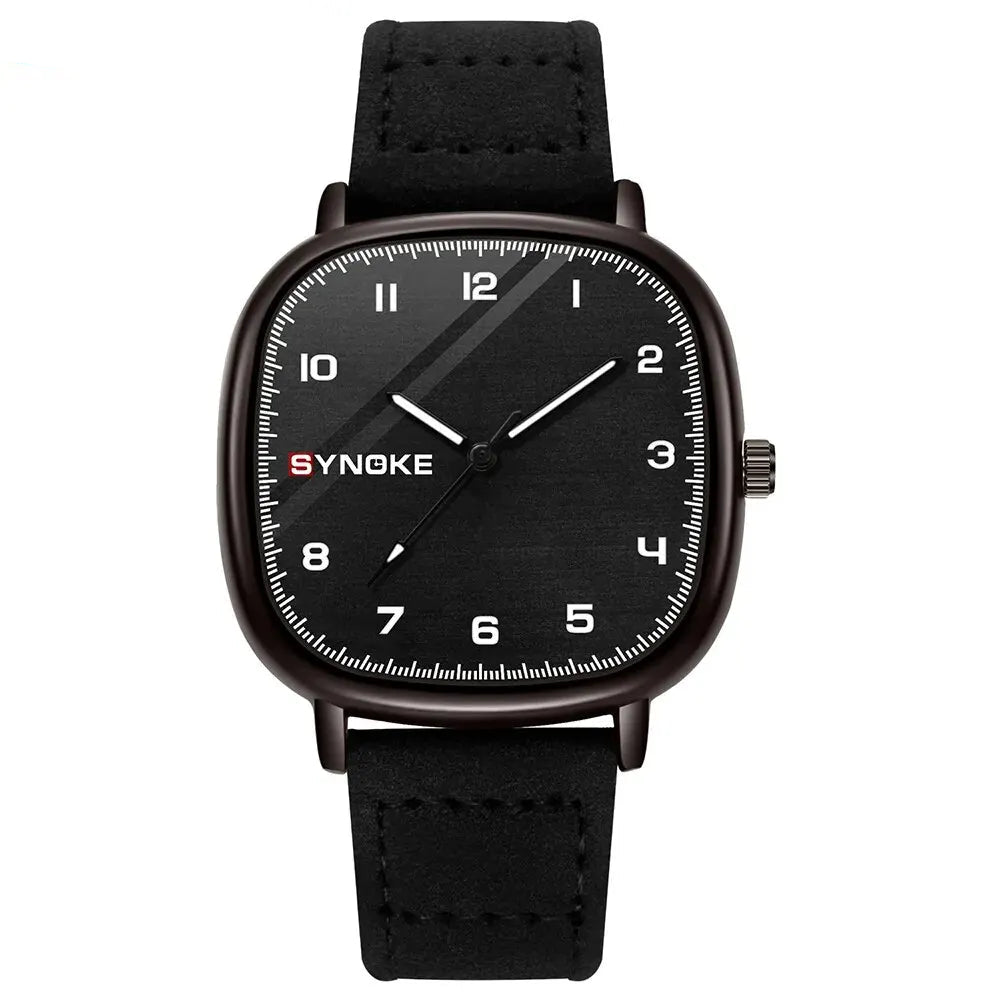 SYNOKE Square Leather Quartz Watch