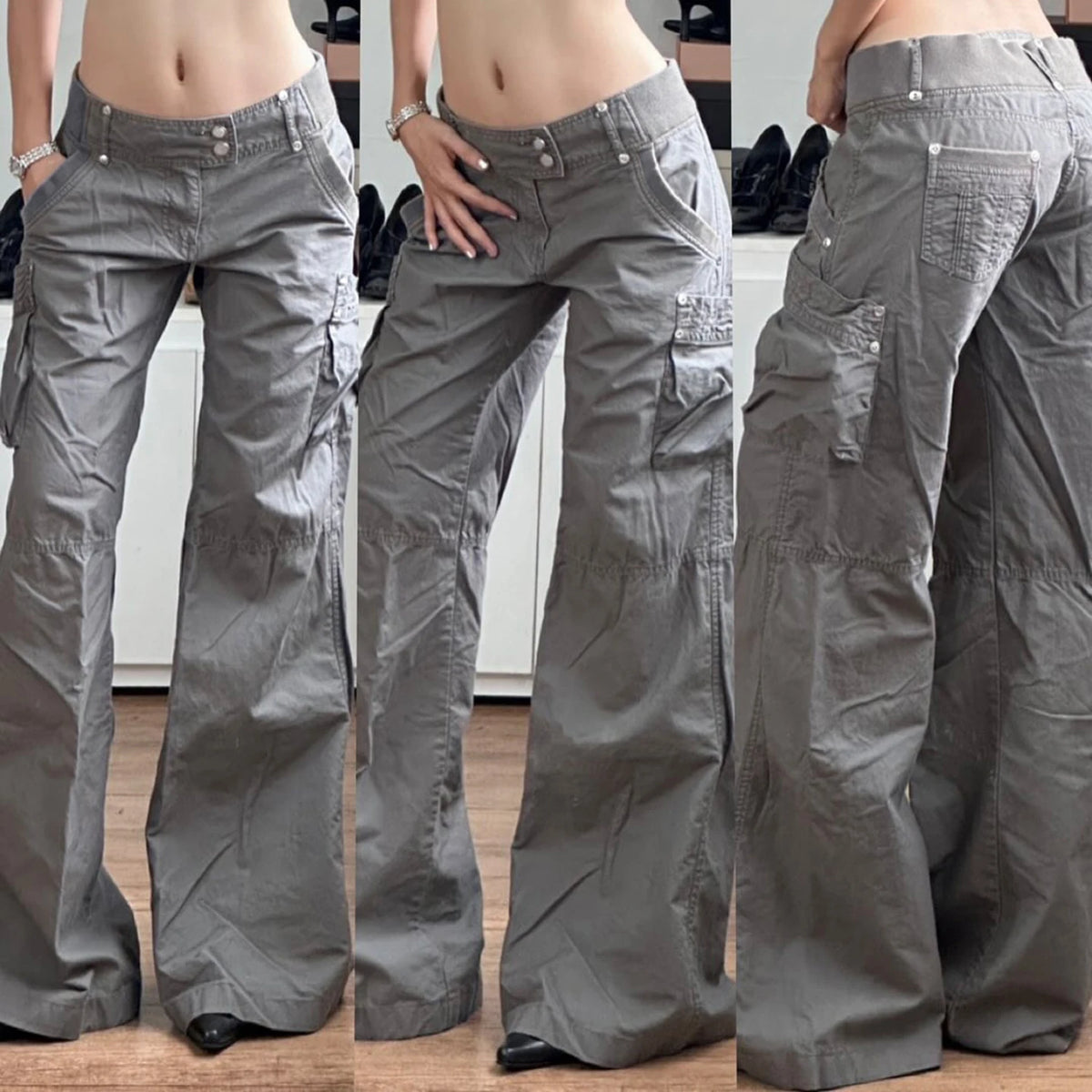SUCHCUTE Gray Cargo Denim Jeans