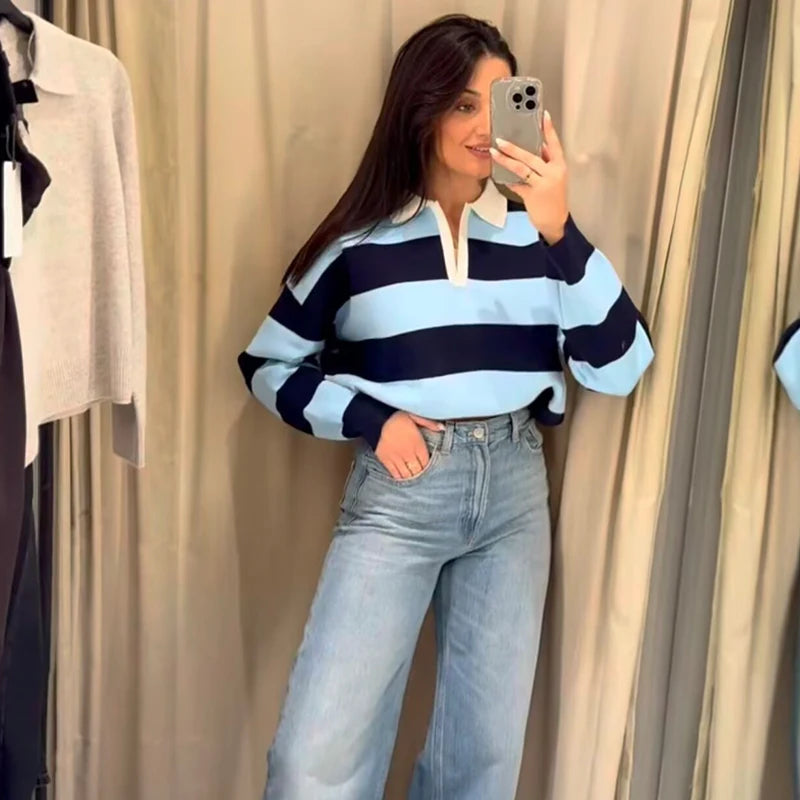 Striped Polo Sweater