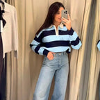 Striped Polo Sweater