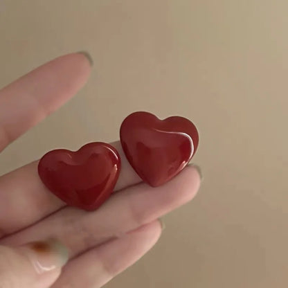 Red Heart Stud Earrings