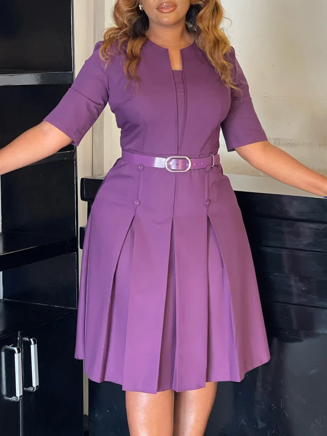 Plus-Size Autumn Midi Dress