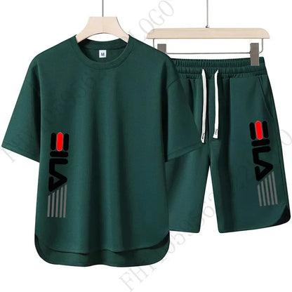 Men’s Summer Printed T-Shirt and Shorts Two-Piece Set