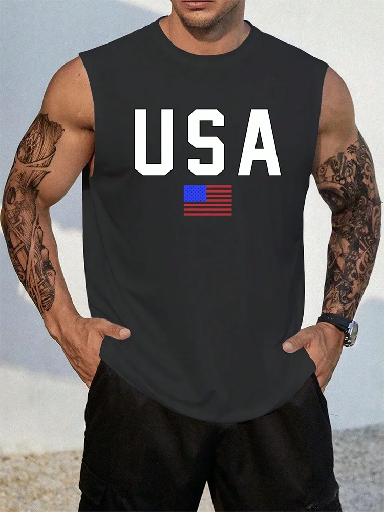 USA Flag Print Tank Top